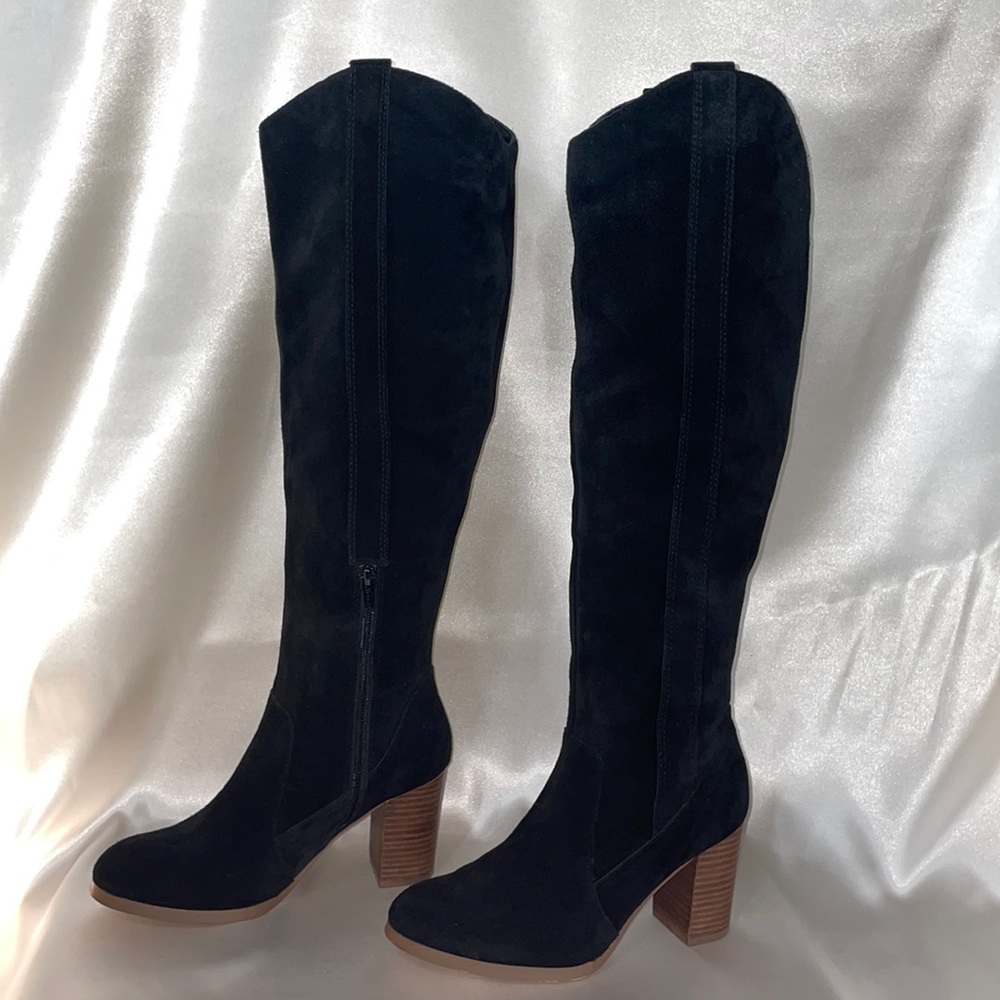 Knee High Leather Heel Boots - Picture 2 of 6